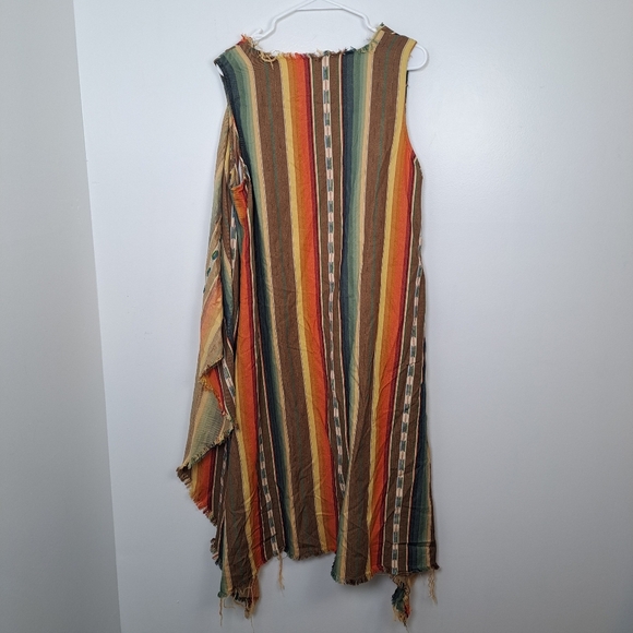 L&B Multicolor Striped Long Boho Western Rodeo Shawl Sleeveless Cardigan Size XL - Picture 3 of 6